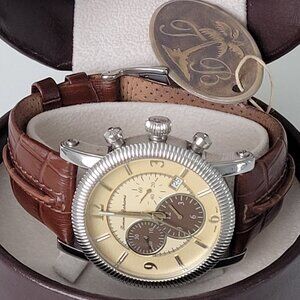 TOMMY BAHAMA Swiss Chronograph Leather Watch TB1141 S301 With Tags & Box
